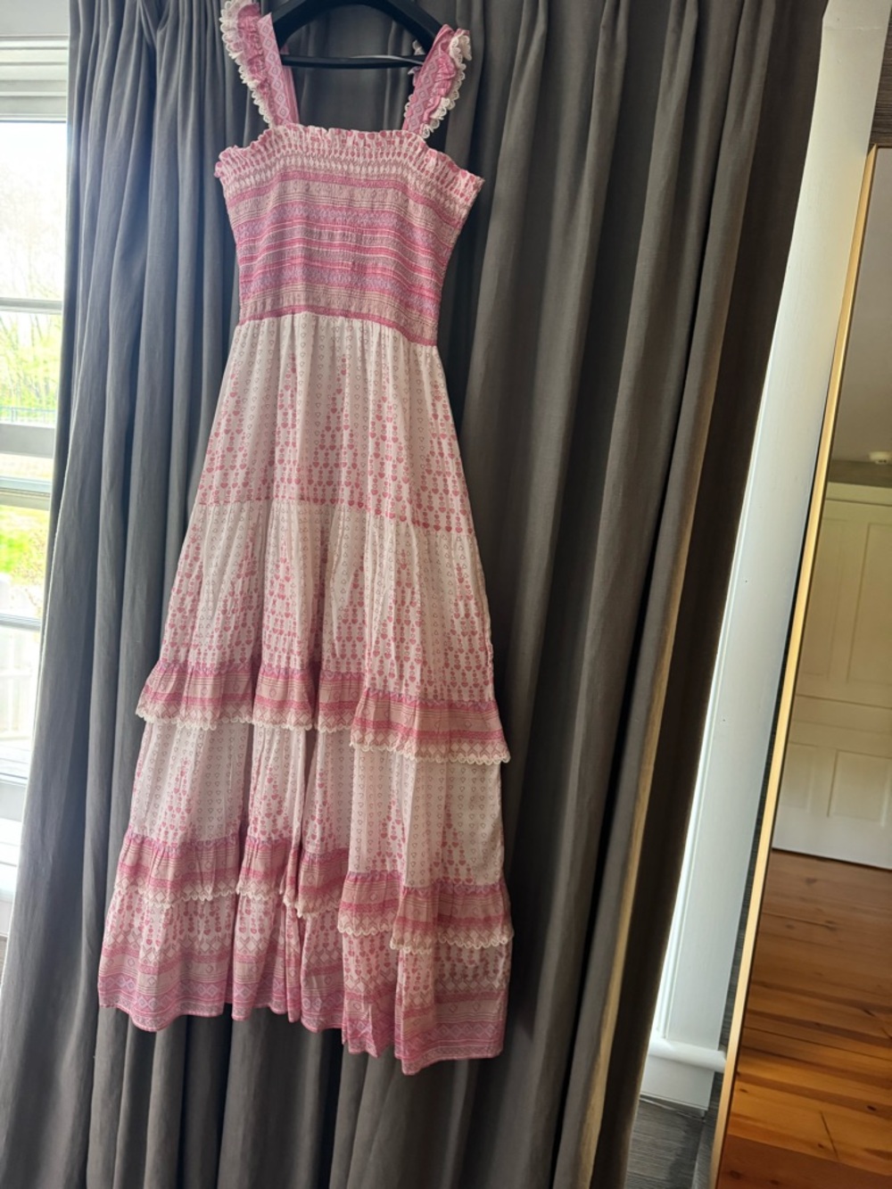 Pink Tiered Eyelet Maxi Dress so soft and flattering